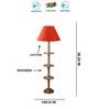 Devansh Orange cotton Drum shade with   floor lamp with wood base .-