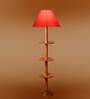Devansh Orange cotton Drum shade with   floor lamp with wood base .-