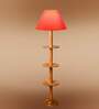 Devansh Orange cotton Drum shade with   floor lamp with wood base .-