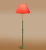 Devansh Orange cotton Drum shade with   floor lamp with wood base .-