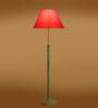 Devansh Orange cotton Drum shade with   floor lamp with wood base .-