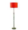 Devansh Orange cotton Drum shade with   floor lamp with wood base .-