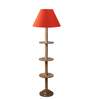 Devansh Orange cotton Drum shade with   floor lamp with wood base .-