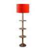 Devansh Orange cotton Drum shade with   floor lamp with wood base