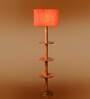 Devansh Orange cotton Drum shade with   floor lamp with wood base