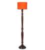 Orange cotton wooden floor lamp