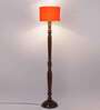 Orange cotton wooden floor lamp