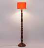 Orange cotton wooden floor lamp
