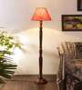 Pink Jute Conical wooden floor lamp