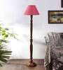Pink Jute Conical wooden floor lamp