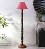 Pink Jute Conical wooden floor lamp