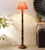 Pink Jute Conical wooden floor lamp