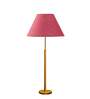 Devansh Pink cotton Drum shade with   floor lamp with wood base .-