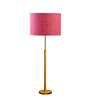 Devansh Pink cotton Drum shade with   floor lamp with wood base .-