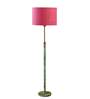 Devansh Pink cotton Drum shade with   floor lamp with wood base .-