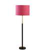 Devansh Pink cotton Drum shade with   floor lamp with wood base .-