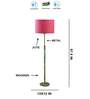 Devansh Pink cotton Drum shade with   floor lamp with wood base .-