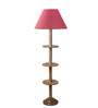 Devansh Pink cotton Drum shade with   floor lamp with wood base .-