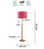 Devansh Pink cotton Drum shade with   floor lamp with wood base .-