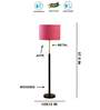 Devansh Pink cotton Drum shade with   floor lamp with wood base .-