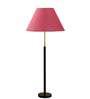 Devansh Pink cotton Drum shade with   floor lamp with wood base .-