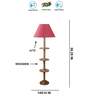 Devansh Pink cotton Drum shade with   floor lamp with wood base .-