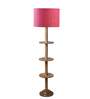 Devansh Pink cotton Drum shade with   floor lamp with wood base