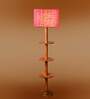 Devansh Pink cotton Drum shade with   floor lamp with wood base