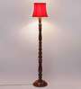 Red Cotton Wooden floor Lamp