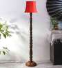 Red Cotton Wooden floor Lamp