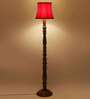 Red Cotton Wooden floor Lamp