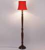 Red Cotton Wooden floor Lamp