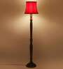 Red Cotton Wooden floor Lamp
