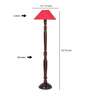 Red coolie cotton Wooden floor lamp