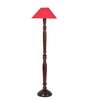 Red coolie cotton Wooden floor lamp