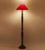 Red coolie cotton Wooden floor lamp