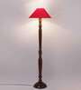 Red coolie cotton Wooden floor lamp