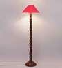Red coolie cotton Wooden floor lamp