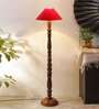 Red coolie cotton Wooden floor lamp