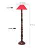 Red coolie cotton Wooden floor lamp