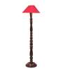 Red coolie cotton Wooden floor lamp