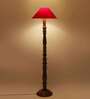 Red coolie cotton Wooden floor lamp