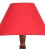Red cotton conical wooden floor lamp