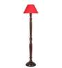 Red cotton conical wooden floor lamp