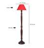 Red cotton conical wooden floor lamp