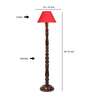 Red cotton conical wooden floor lamp