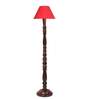 Red cotton conical wooden floor lamp