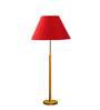 Devansh Red cotton Drum shade with   floor lamp with wood base .-