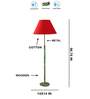 Devansh Red cotton Drum shade with   floor lamp with wood base .-