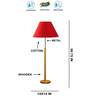 Devansh Red cotton Drum shade with   floor lamp with wood base .-